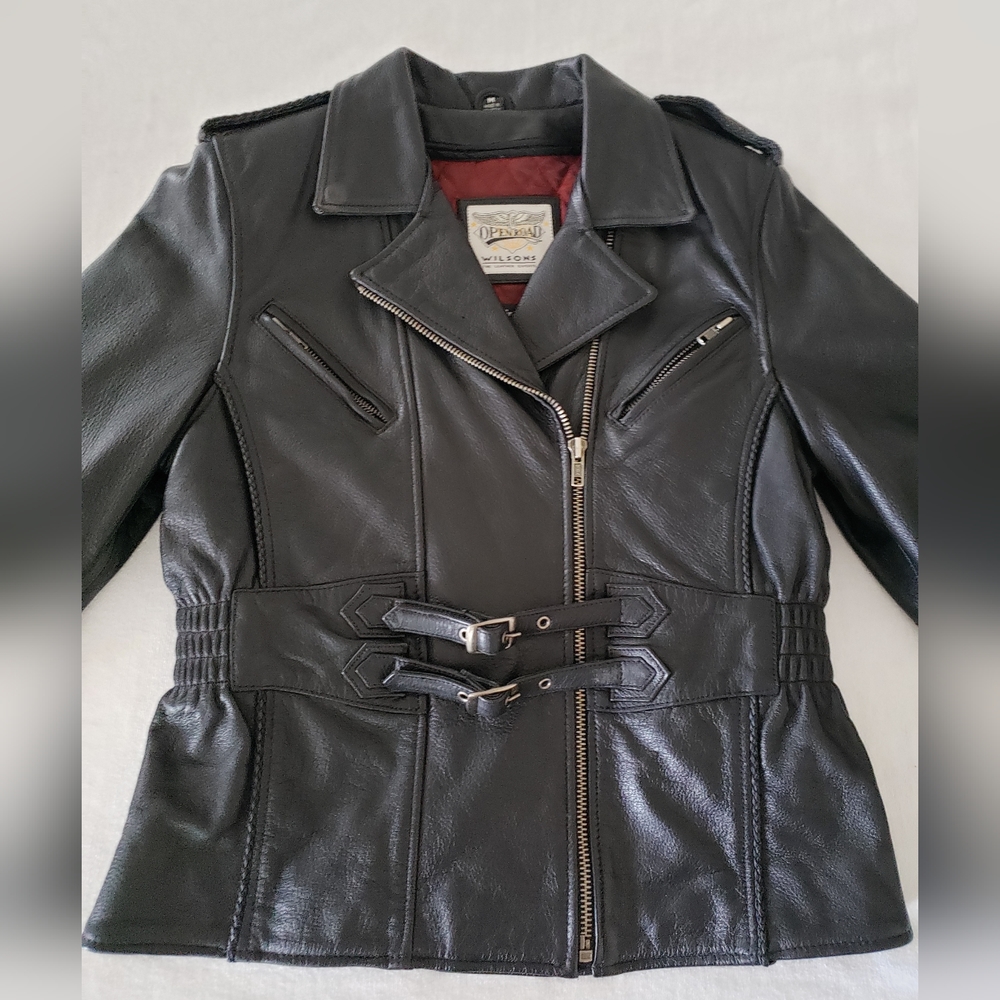 Wilson's Leather Open Road Black Leather Thinsulate Women's Biker Jacket medium